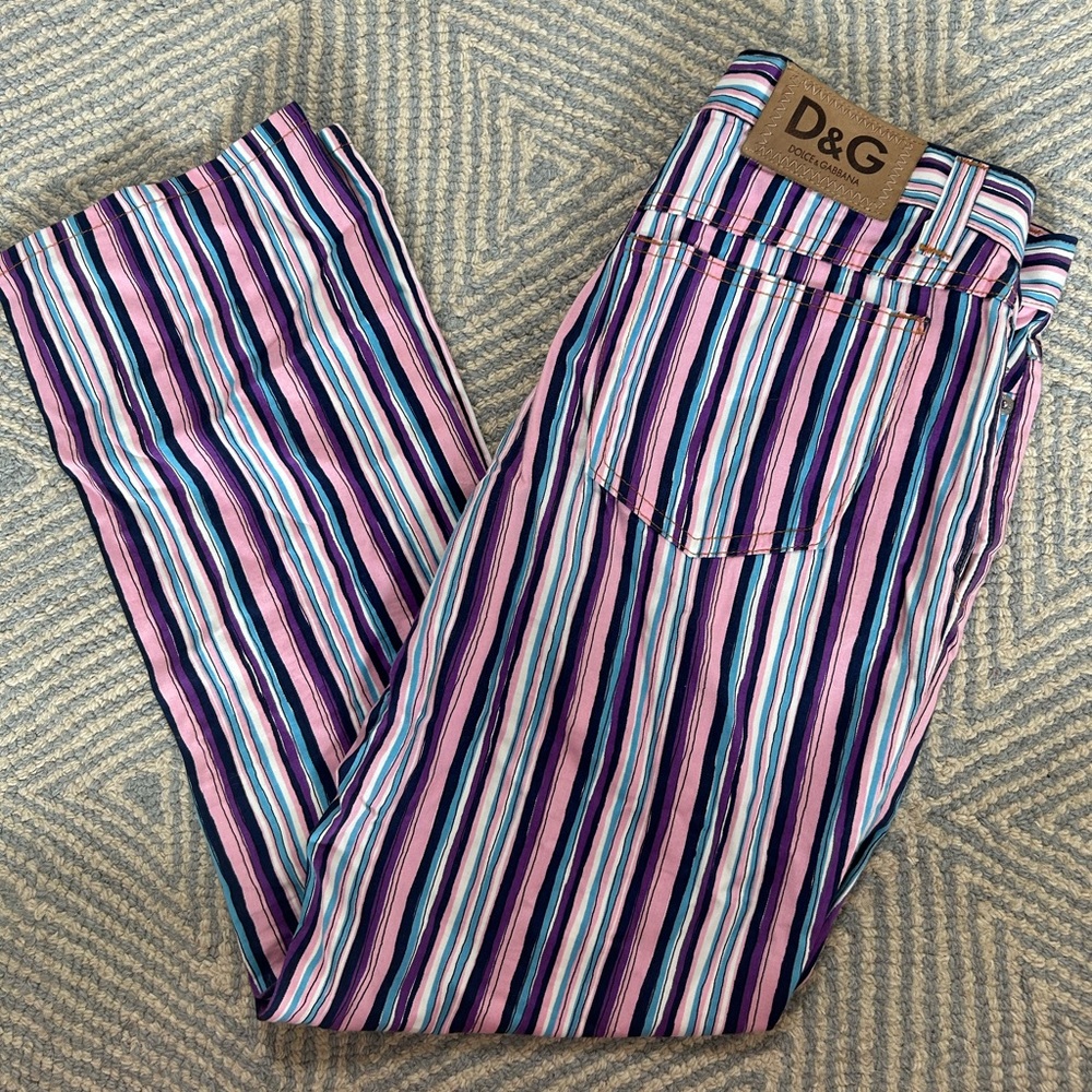 Dolce & Gabbana D&G Multicolor Striped Jeans IT 43 Straight Leg Made in Italy